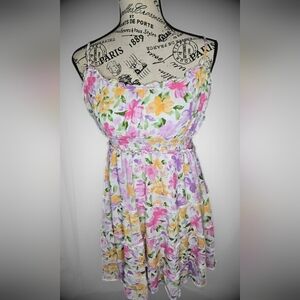Rue21 Pastel Pink Yellow & Green Floral Midi Dress